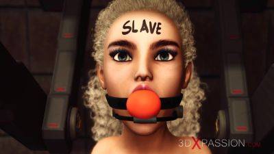 3D Blonde slave submissively serve her mistress on freefilmz.com