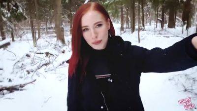 Molly Redwolf - Fucked A Naked Bitch In The Winter Forest. Cum In Her Mouth on freefilmz.com