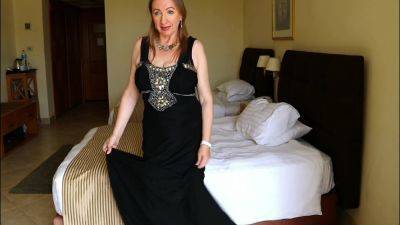 Elegant Intrigue: Busty Gilf Mariaolds Black Dress And Stockings Mystery on freefilmz.com