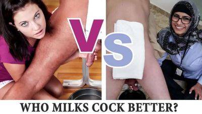 Mia Khalifa & Brandi Belle - Hot Handjob Battle! Cock Milking Challenge Part 2 - Lebanon on freefilmz.com