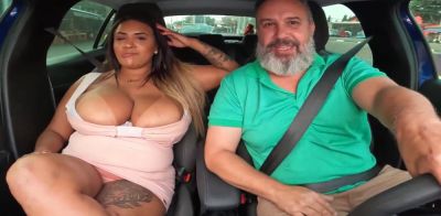 Luana Lima with her big balloon breasts in the car took a dick in the ass on freefilmz.com